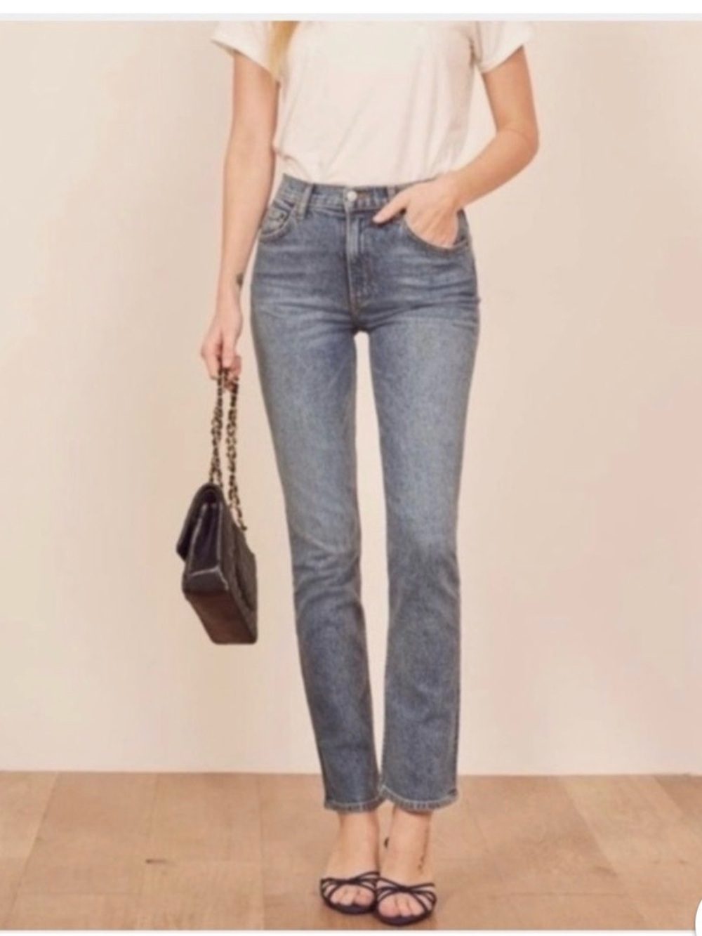 Reformation Straight Leg Jeans in Faded Blue
